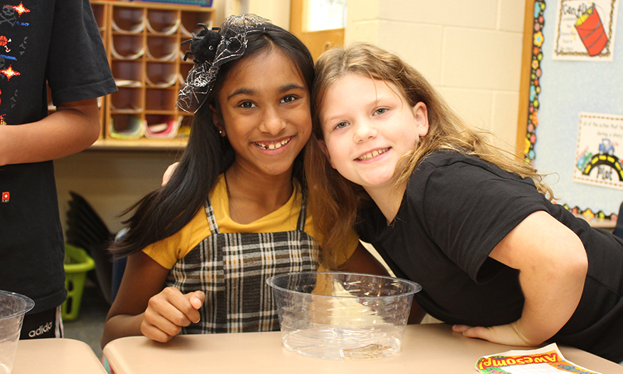 Students with crayfish