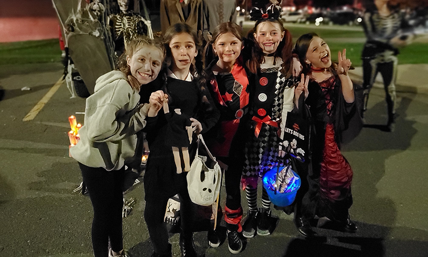 Group photo of trick or treaters