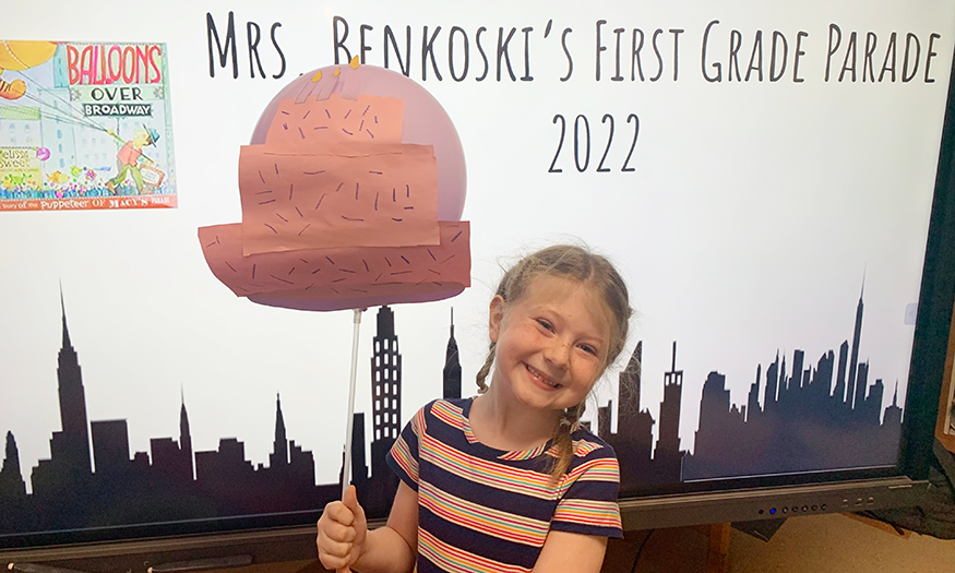 Student with balloon