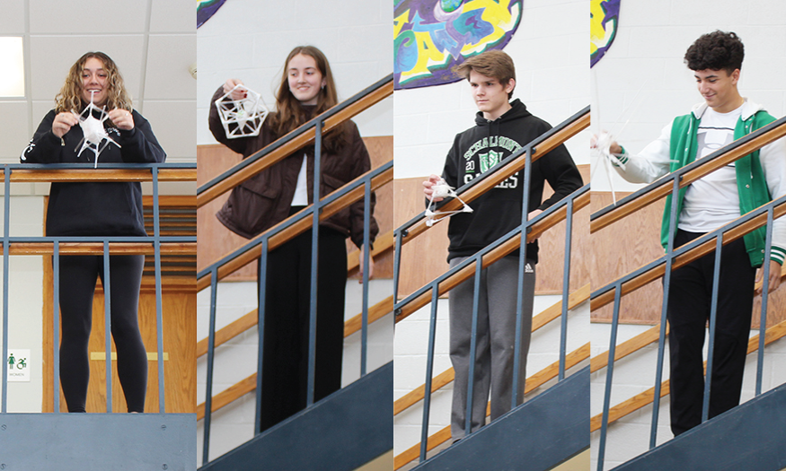 Students drop eggs from stairs