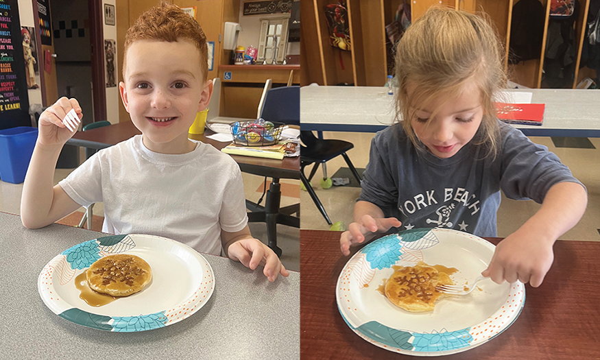 Students enjoy pancakes