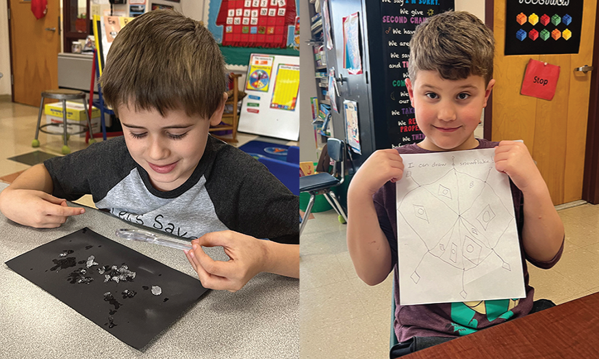 Students learn about snowflakes
