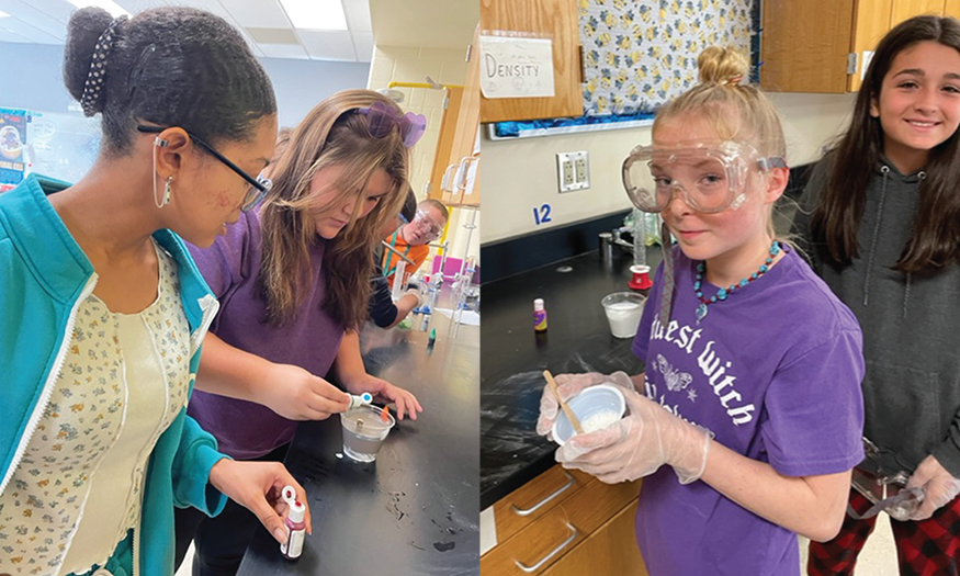 Students make slime in science class