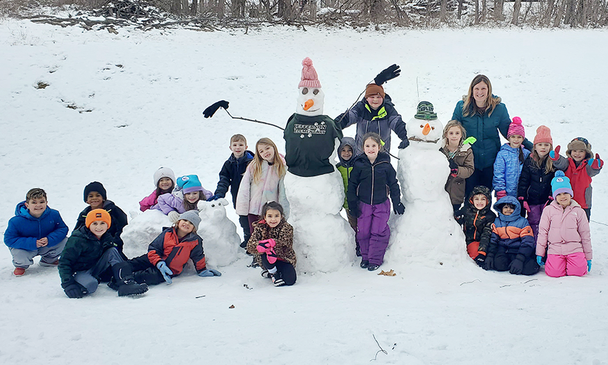 Students with snowmen