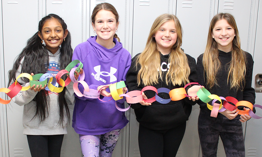 Students with paper chain