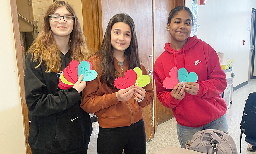 Students with valentines
