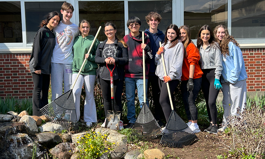 Group of students in courtyard