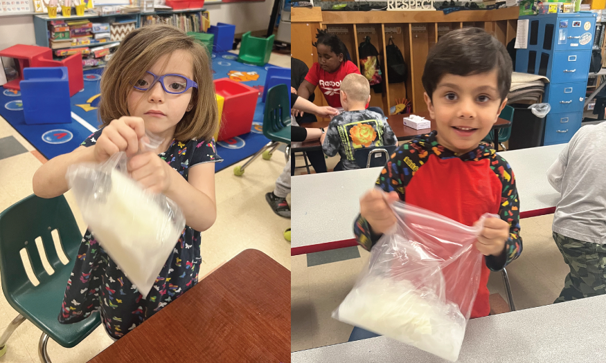 Students make ice cream in a bag