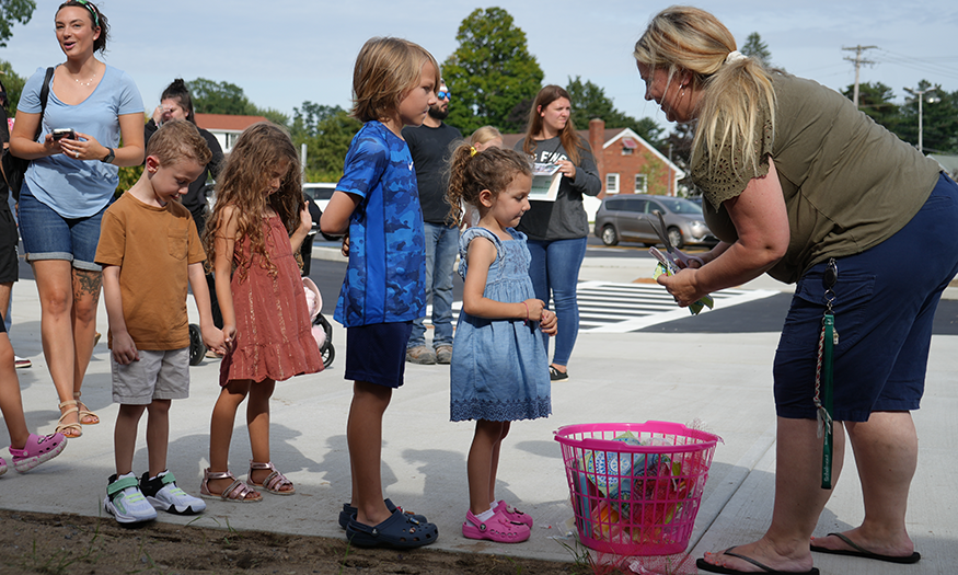 Students line up for freeze pops