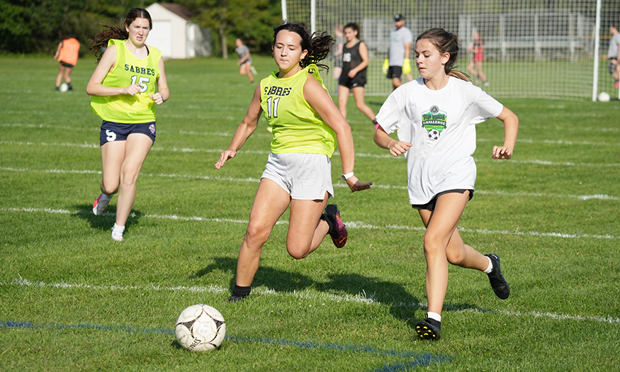 Girls soccer team practices
