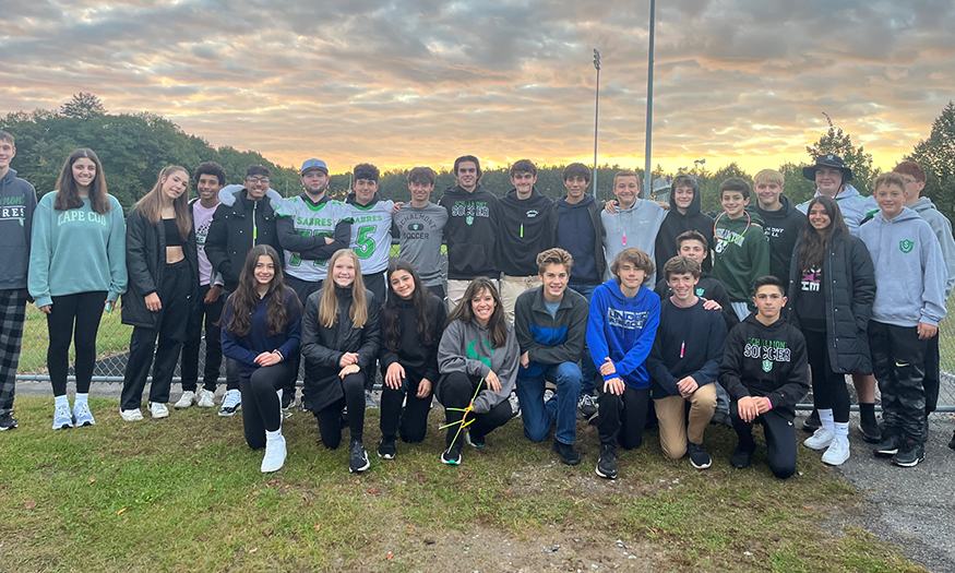 Group photos of students at sunrise