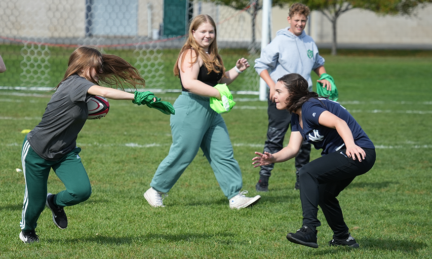 Students play rugby