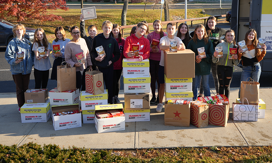 Students with food donations