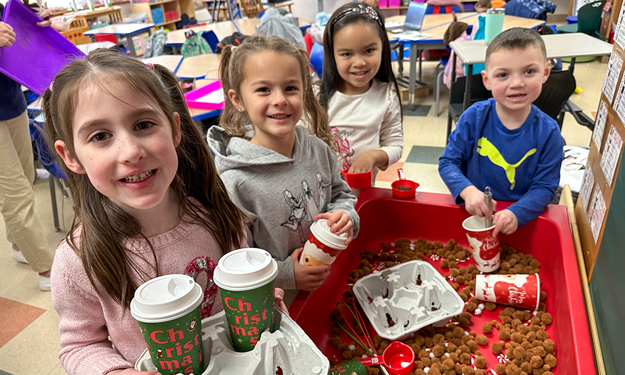 Students with hot cocoa