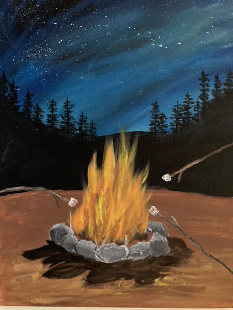 Painting of toasting marshmallows