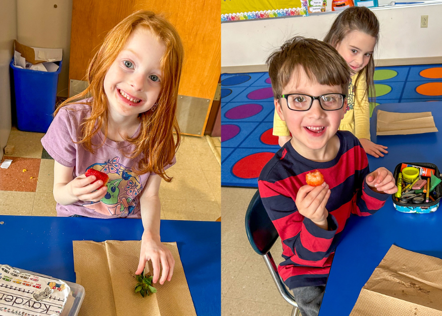 Students enjoy strawberries