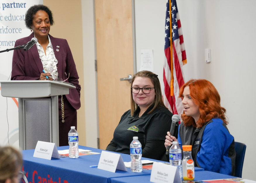 Student speaks on panel