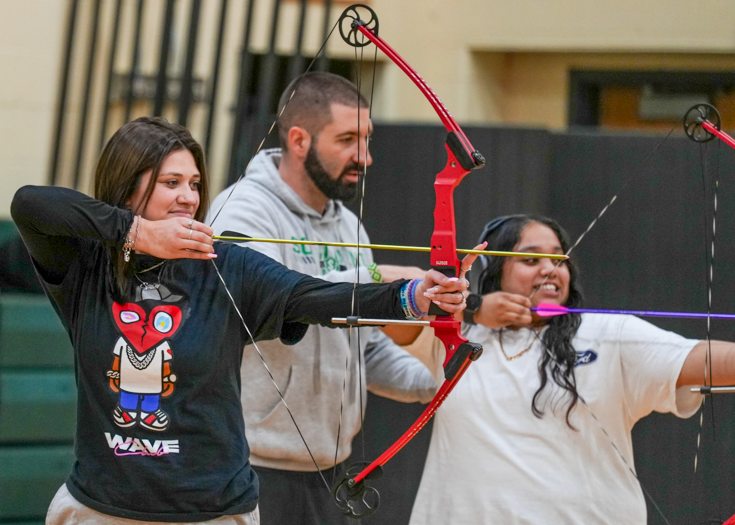 Students try archery
