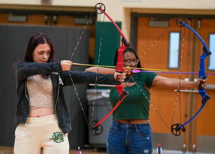 Students try archery