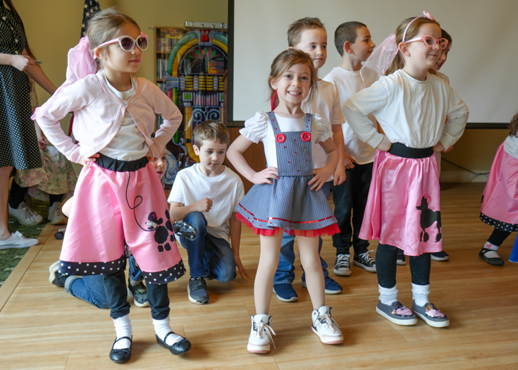 Students dressed up for Sock Hop