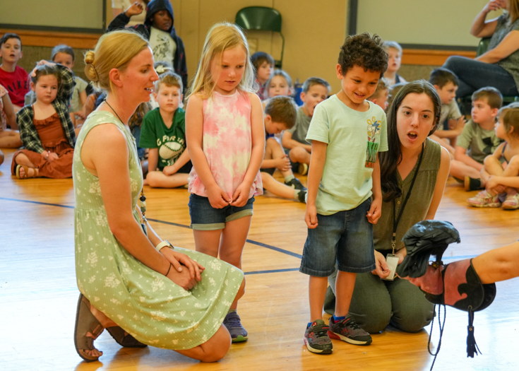 Students with crow