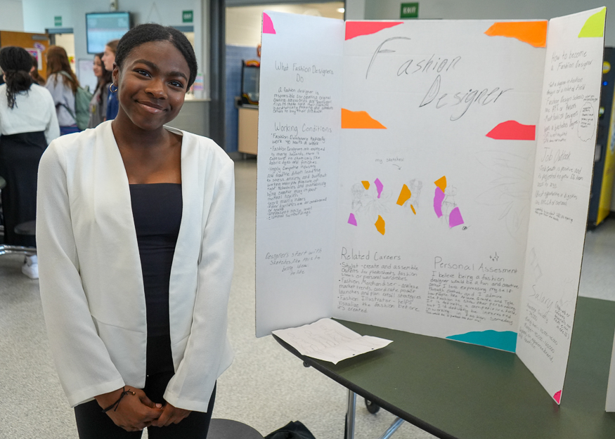 Student with presentation