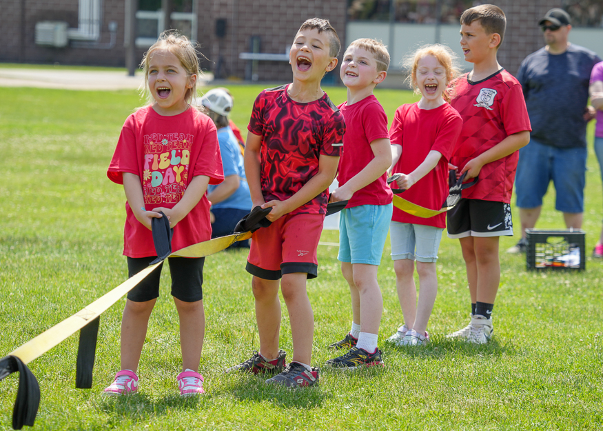 Students at tug of war