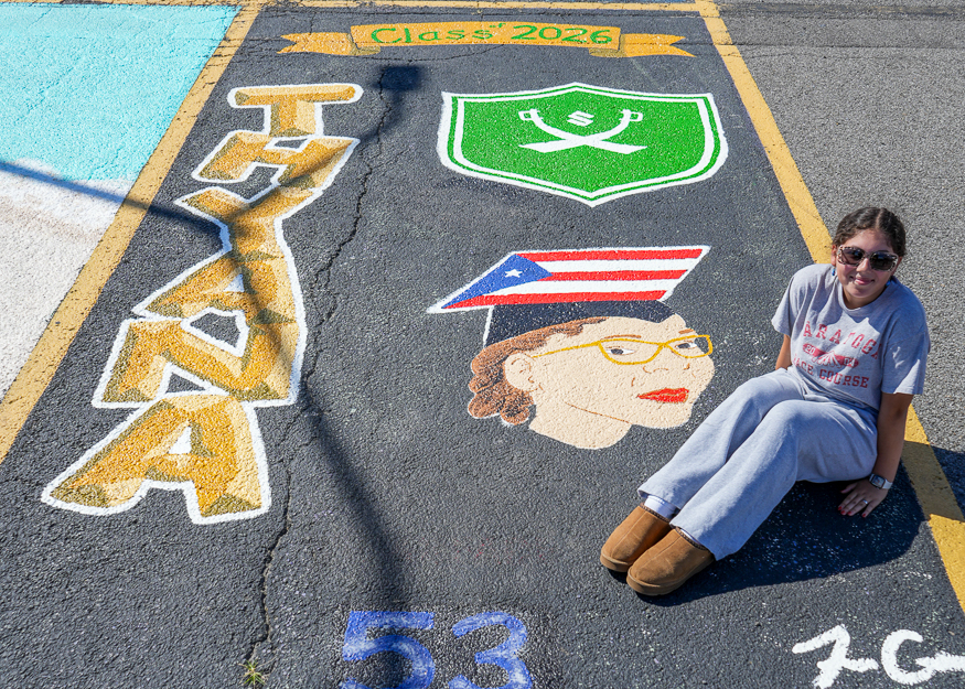 Senior in parking space
