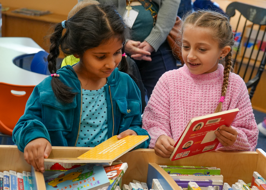 Students read books