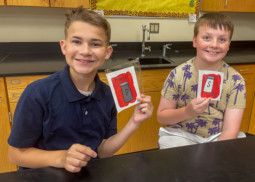 Students with cards