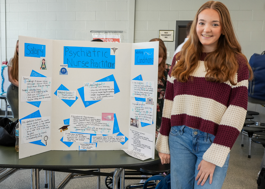 Student with presentation