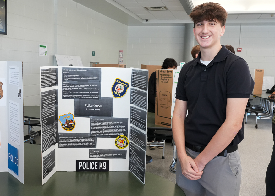 Student with presentation