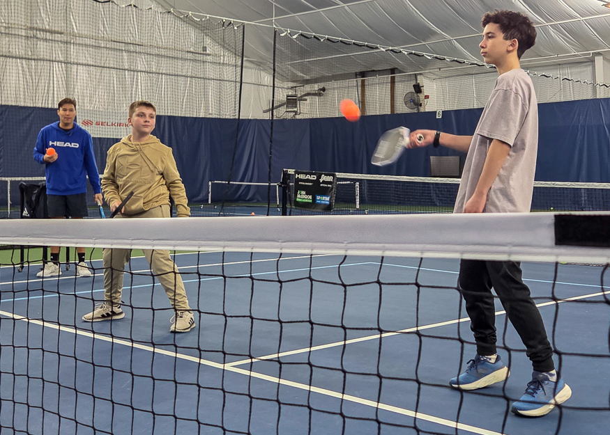 Students practice pickleball