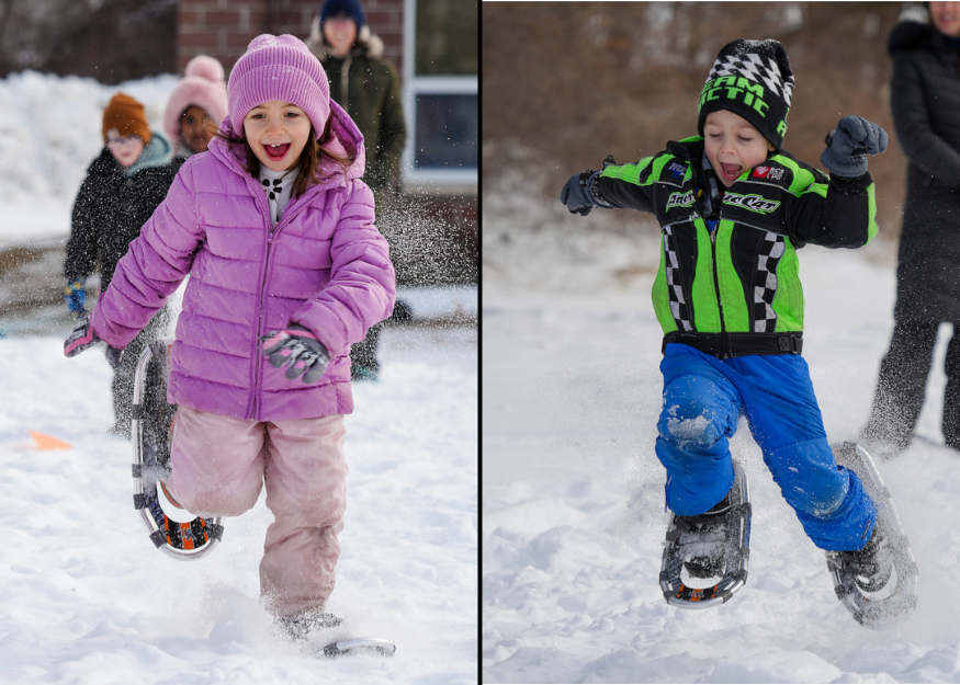 Students try snowshoeing