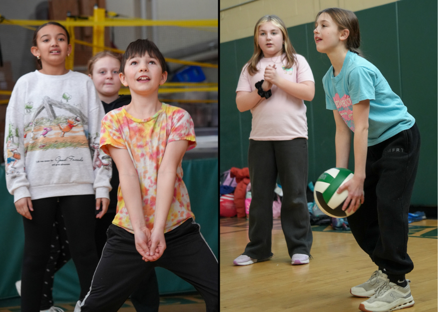 Students practice volleyball