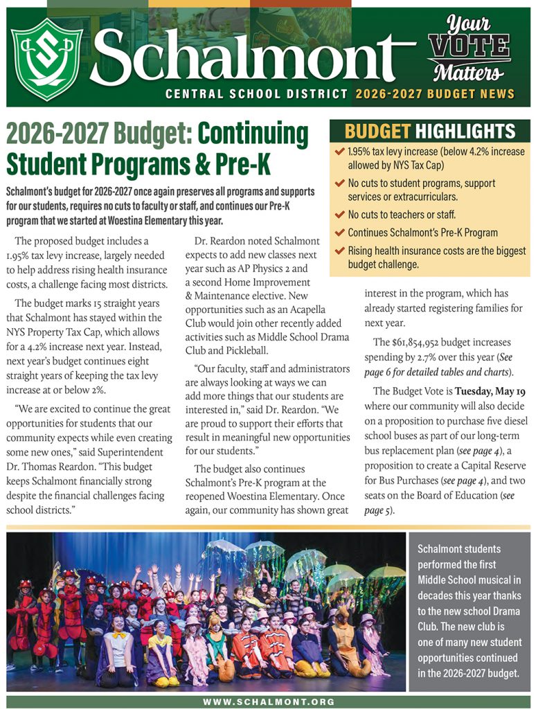 Schalmont newsletter