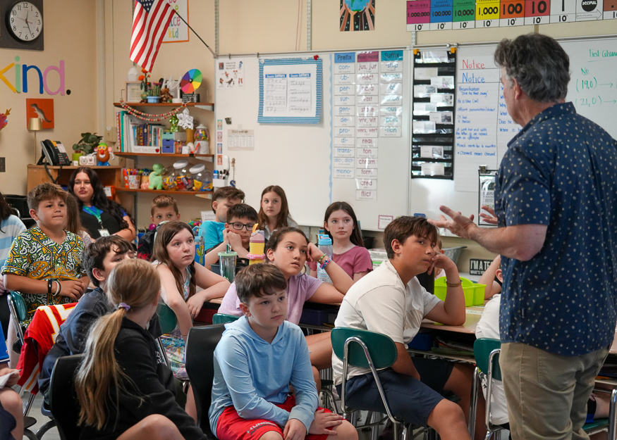 Author speaks to class