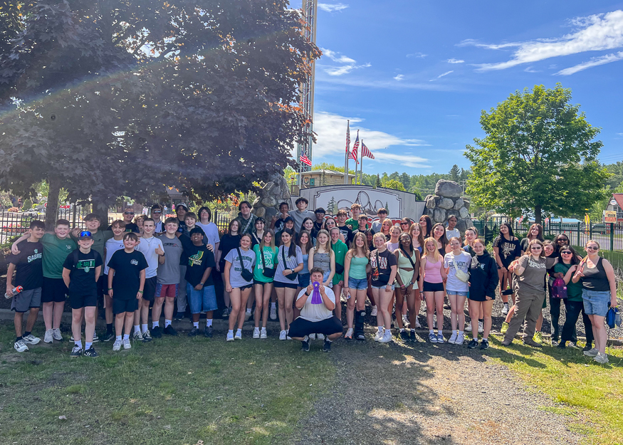 Group photo of students outside park