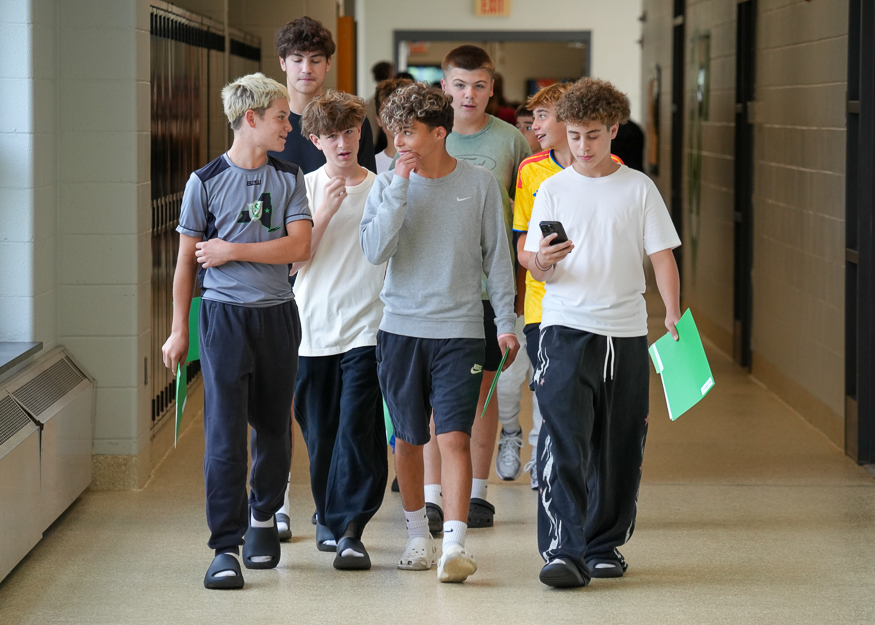 Students walking in hallway
