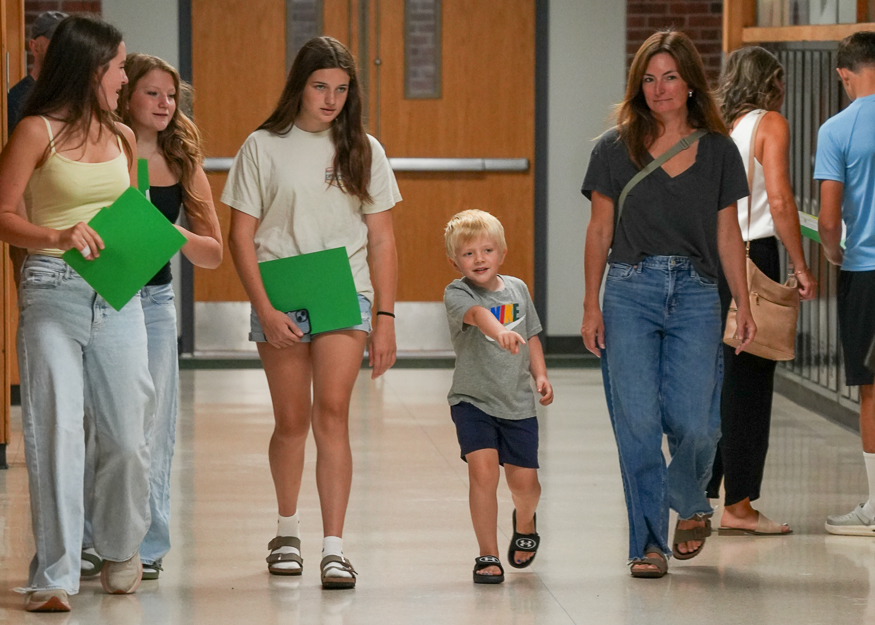 Students walking in hallway